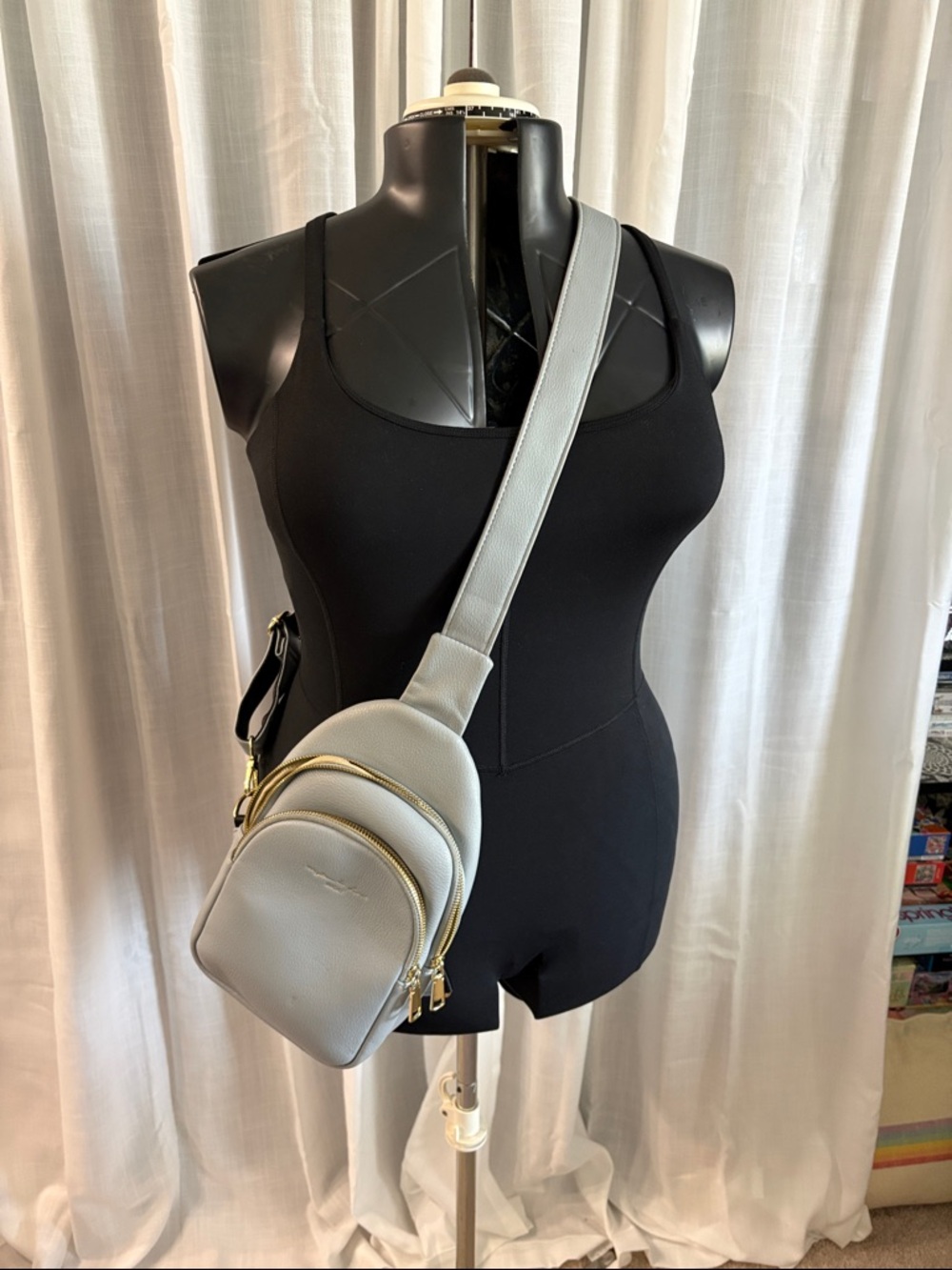 Minimalist Light Blue Leather Crossbody Sling Bag
